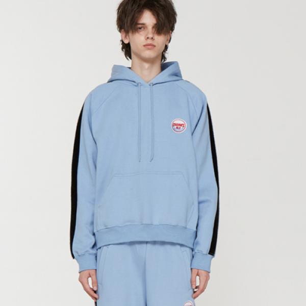 TAPED HAIR CALF PANEL HOODIE_BL